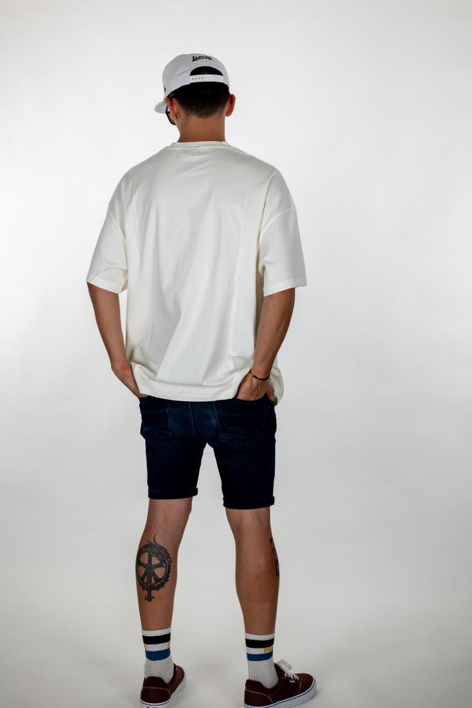 Beyaz Pyke Oversize Tişört