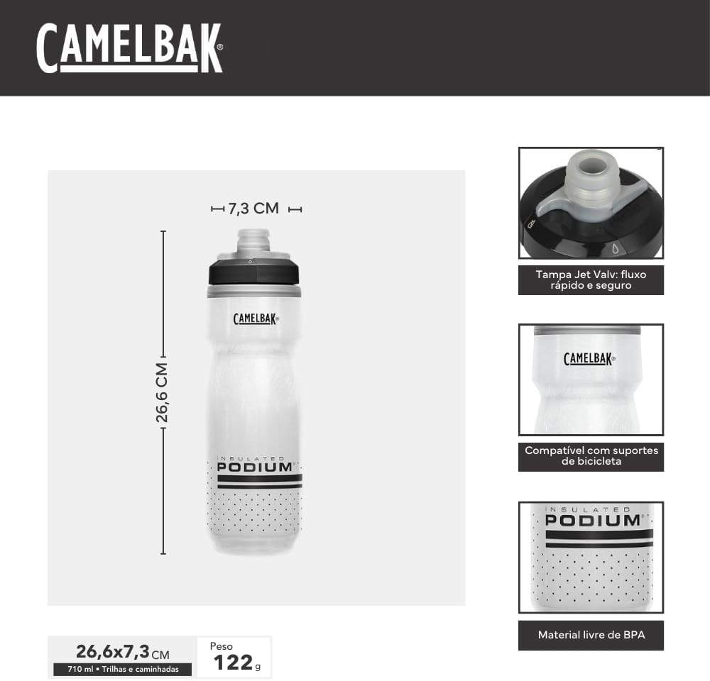 Camelbak Podium Chill Matara 710ml 24oz White Black H24094