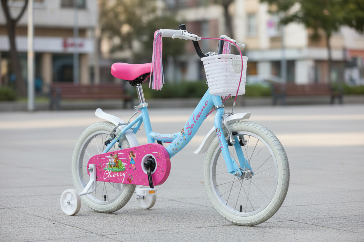 Salcano Cherry 16 Jant Çocuk Bisikleti 2026 - Denge Tekerleri ile Kentsel Ortam