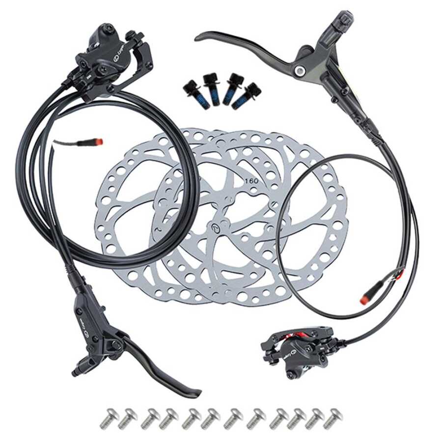 Logan Elektrikli Bisiklet Uyumlu Hidrolik Disk Fren Seti Sensör Bağlantılı 2 Pinli 85-175cm Kablo 160mm Rotor HD-E500