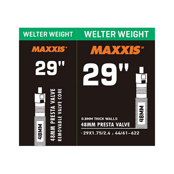 Велосипедная камера Maxxis Welter Weight 29x1,75-2,40 с тонким клапаном FV-48 мм