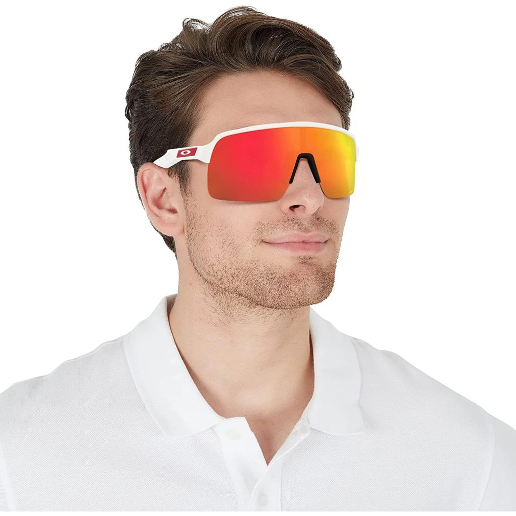 Велосипедные солнцезащитные очки Oakley Sutro Lite матово-белые Prizm Ruby