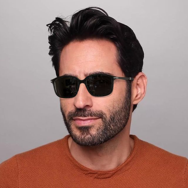 Persol Мужские солнцезащитные очки коричневые прямоугольные