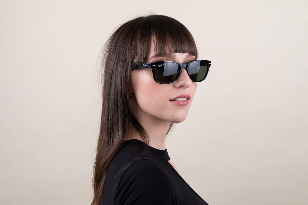 Ray-Ban New Wayfarer 0RB2132 646231 Güneş Gözlüğü 58 Ekartman Rubber Black On Black G-15 Green
