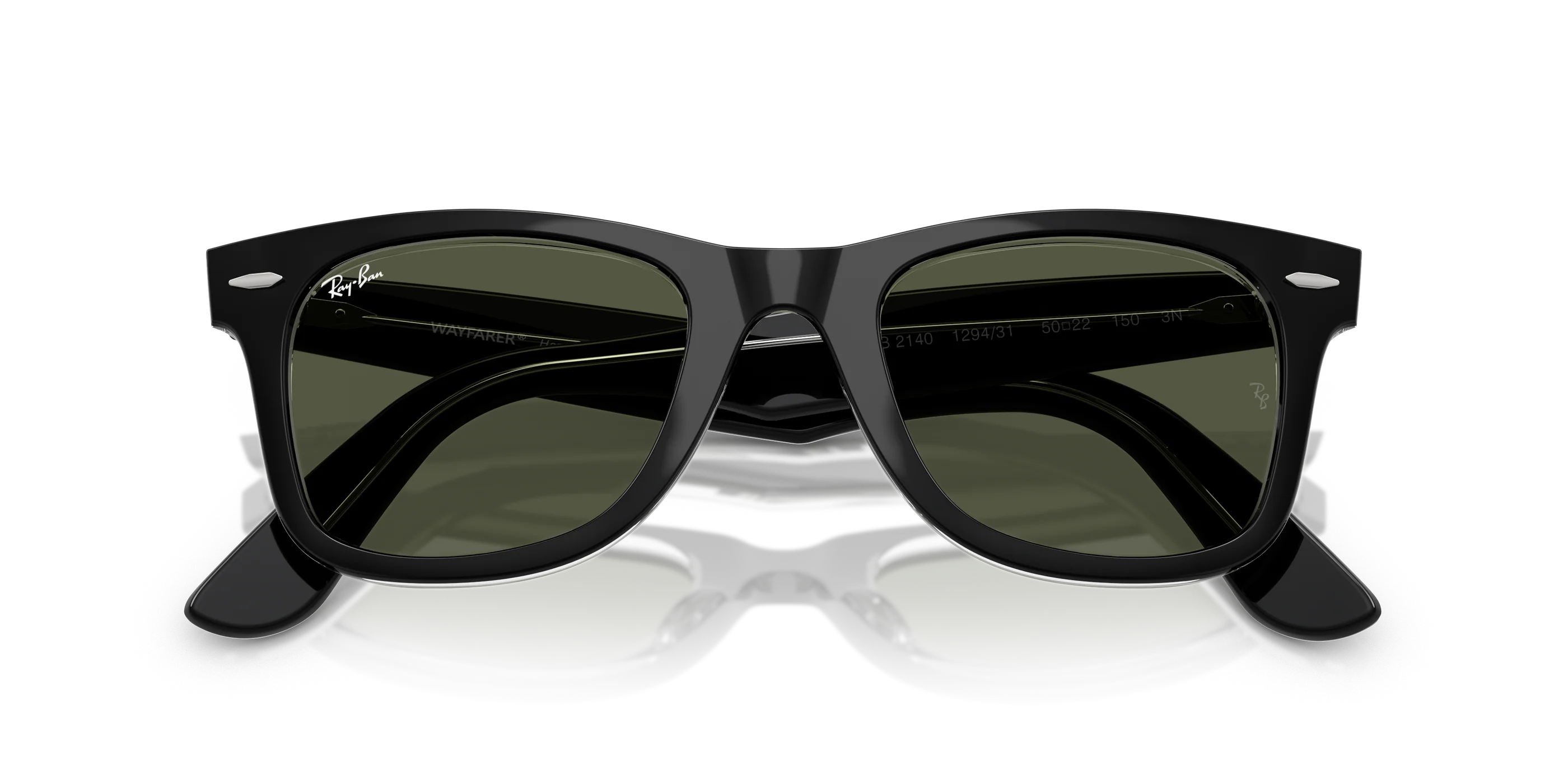 Ray-Ban Wayfarer Güneş Gözlüğü RB2140 129431 Black On Transparent Green 50 Ekartman