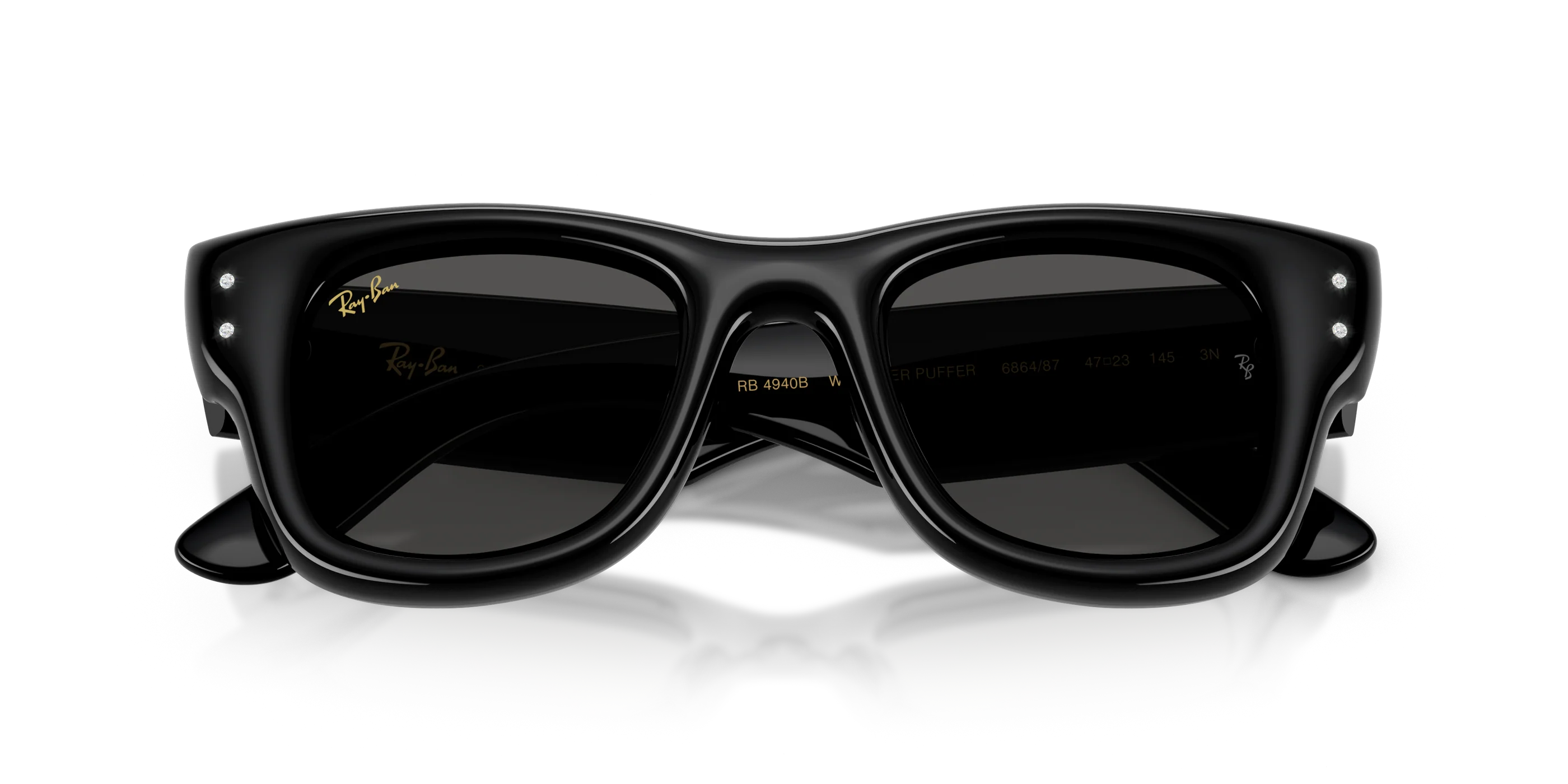 Ray-Ban Wayfarer Puffer A$AP ROCKY Özel Seri Güneş Gözlüğü RB4940 686487 Black With Strass Dark Grey 47 Ekartman