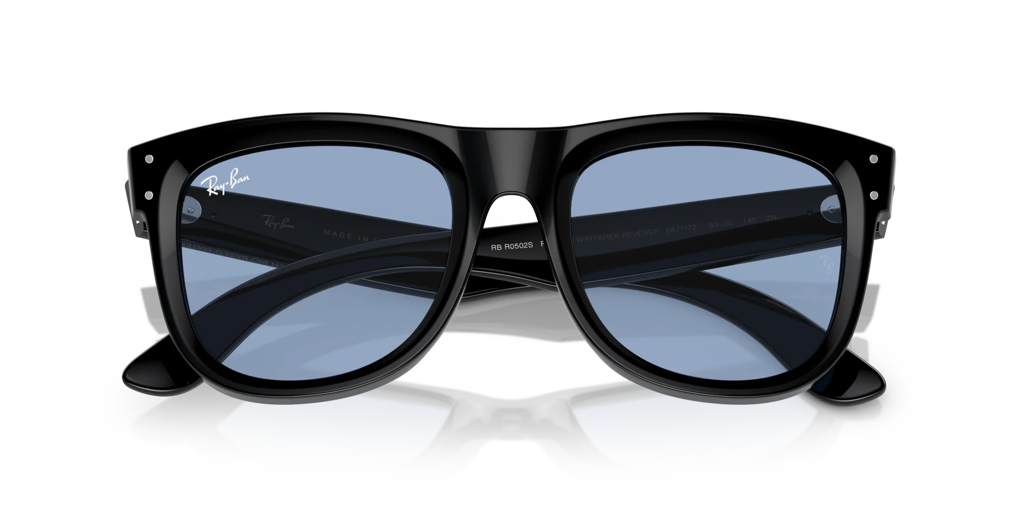 Ray-Ban Wayfarer Reverse Sunglasses RBR0502S 667772 Black Light Blue 50 Size