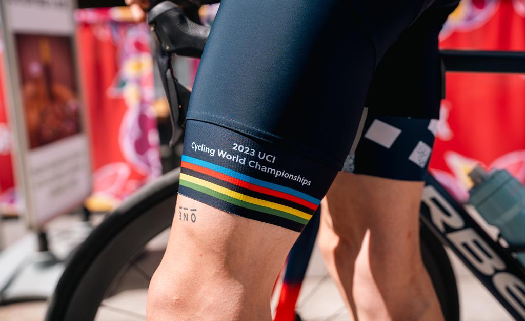 Santini UCI Cycling World Championship Askılı Bisiklet Taytı RE1075GITCITY3WCG Blu Nautica