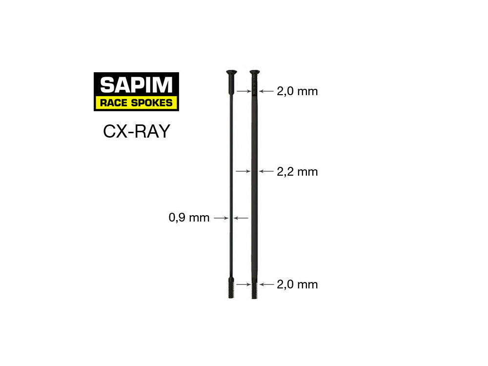 Sapim CX Ray SP Spoke Straight Pull Flat Head 294mm Black
