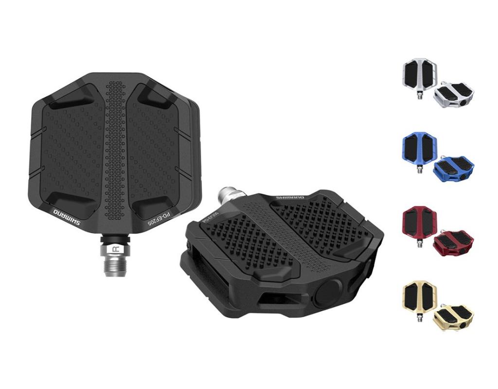 Shimano PD-EF205 Алюминиевая велосипедная педаль с плоской платформой, черная