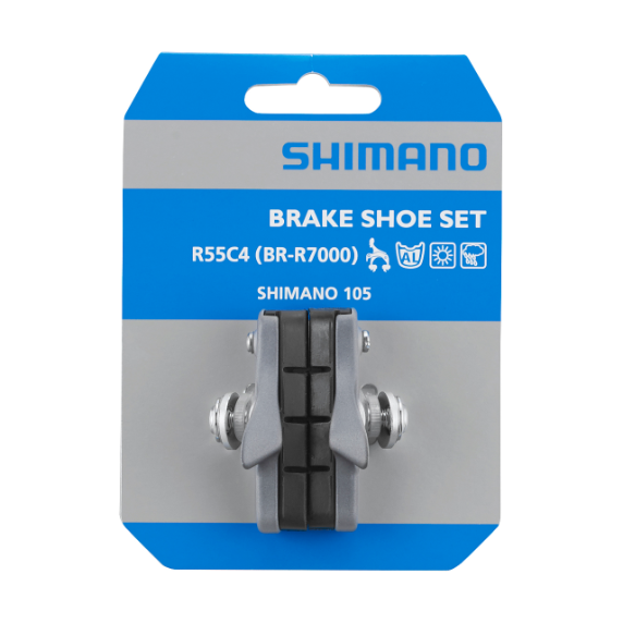 Shimano R55C4 Тормозные колодки для шоссейного велосипеда, 1 пара, серебристые Y8ZJ98010