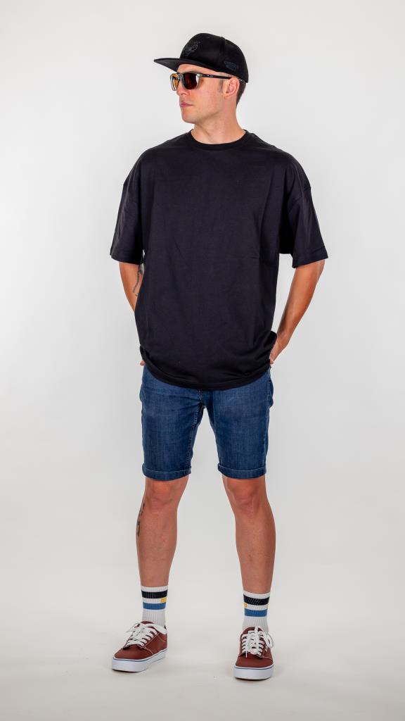 Siyah Pyke Oversize Tişört