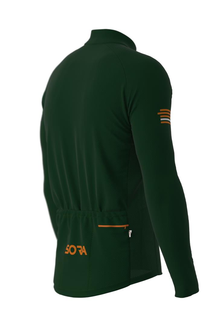Sora Green Regular Long Sleeve Spring Cycling Jersey
