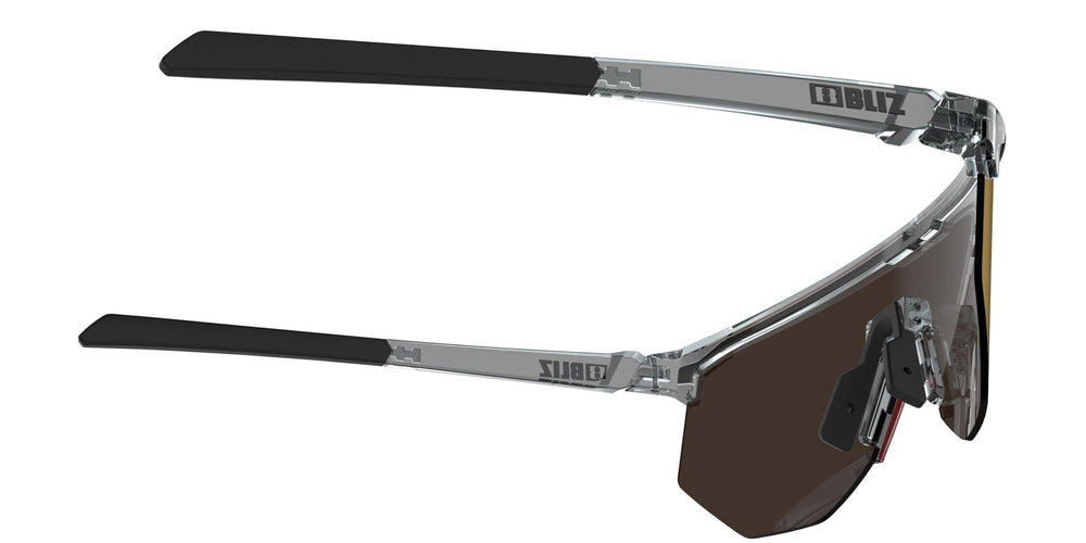 BLIZ Hero Sunglasses Transparent Dark Grey Frame Brown With Red Multi Lens ZB70100642