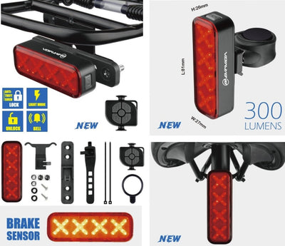 Briviga 300 Lümen Usb Şarjlı Akıllı Arka Lamba Sensör Uzaktan Kumanda E-Zil ve Alarm LW-R300 260021
