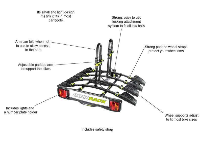 Buzz Rack Tow Bar Bicycle Carrier Buzzybee 4 Pcs 