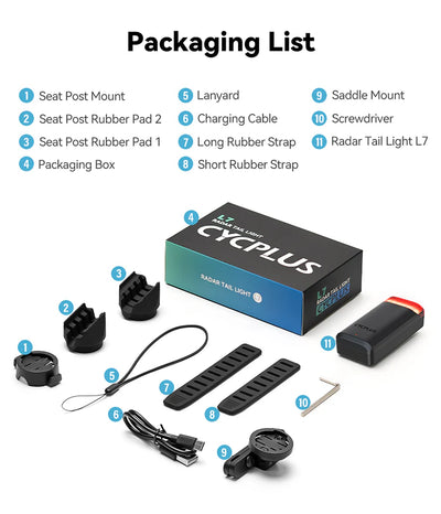 Cycplus L7 Bisiklet Radarı Işıklı RDR-100