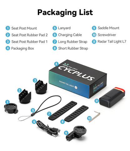 Cycplus L7 Bisiklet Radarı Işıklı RDR-100