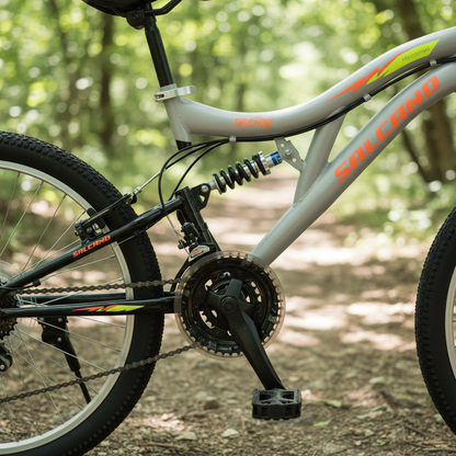 Salcano Hector 24 arka amortisör ve ön maşa detayı