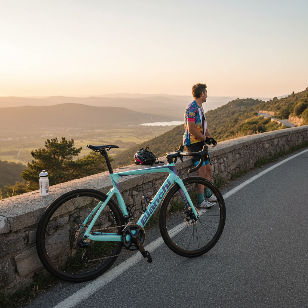 Bianchi Oltre Race 105 manzaralı yolda mola