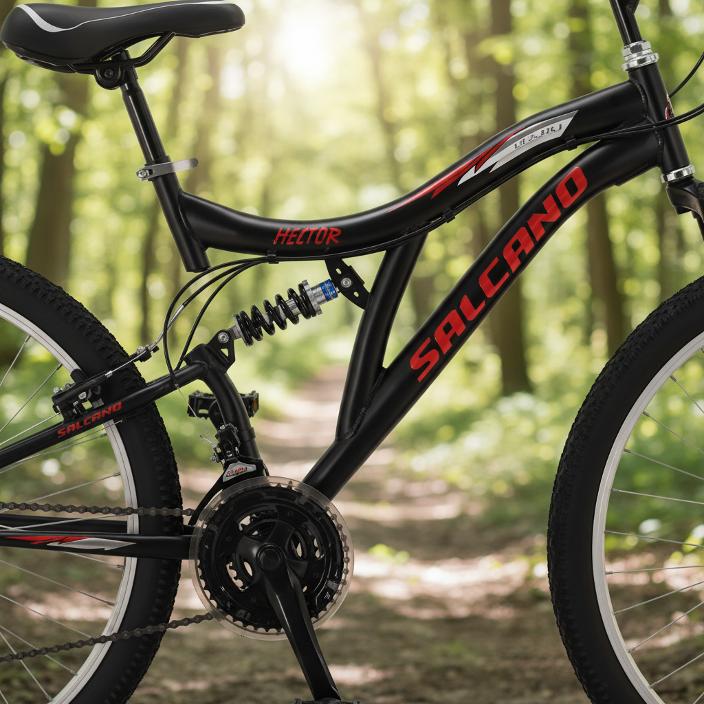 Salcano Hector arka amortisör ve ön maşa detayı