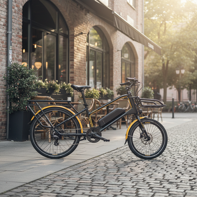 Carraro E-LINE eLORRY 2.1 kafe önünde