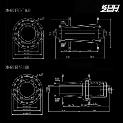 Koozer Xm490 Front Rear Bearing Hub Set 32 ​​Holes Qr Latch 6 Screw Disc Compatible