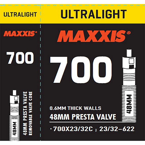 Maxxis UltraLight 700x23-32c İnce Sibop Bisiklet İç Lastiği Presta 48mm