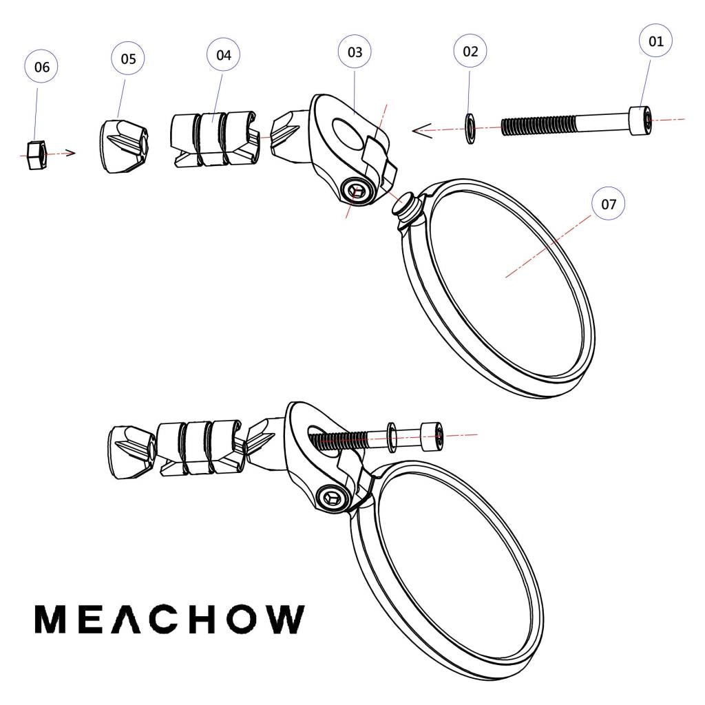 Meachow Bisiklet Aynası Sağ Taraf ME-001S Drop bar ve Flat