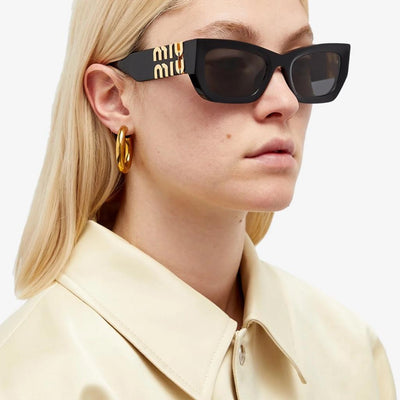 Miu Miu 0MU 09WS Women's Sunglasses 1AB5S053 Black Dark Gray 53 Ekartman
