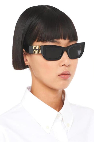Miu Miu 0MU 09WS Women's Sunglasses 1AB5S053 Black Dark Gray 53 Ekartman