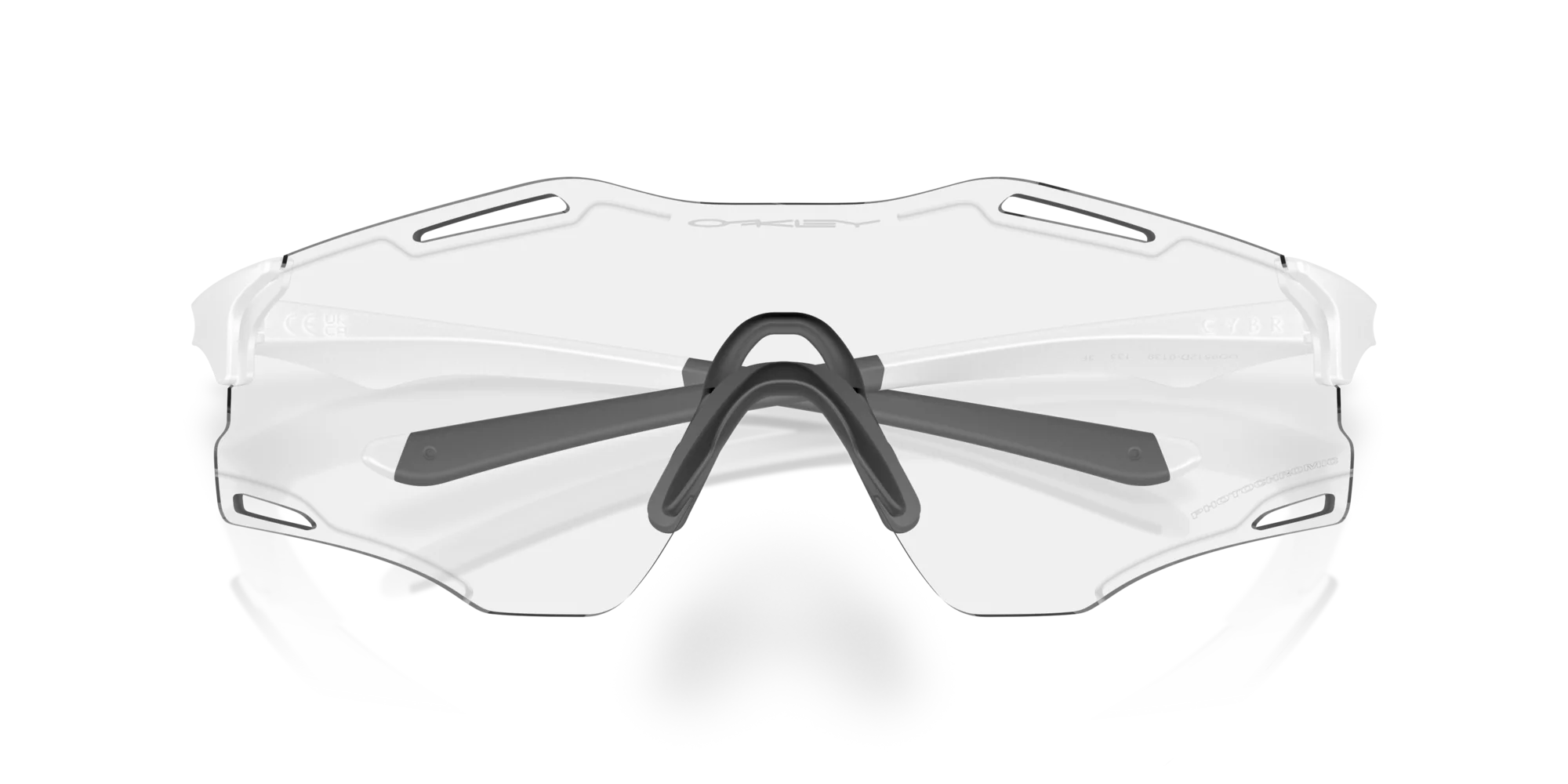 Oakley CYBR ZERO Photochromic Sunglasses 9512D 951201 Matte White Clear Photochromic 50% Black