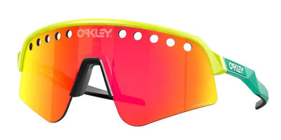 Oakley Sutro Lite Sweep Cycling Sunglasses Tennis Ball Yellow Prizm Ruby 