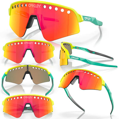 Oakley Sutro Lite Sweep Cycling Sunglasses Tennis Ball Yellow Prizm Ruby 