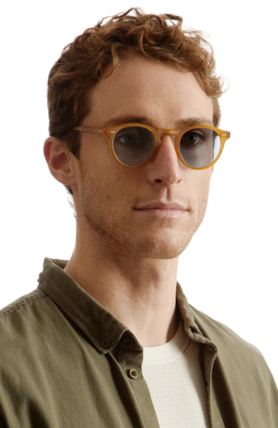 Oliver Peoples Gregory Peck Sun Özel Seri Güneş Gözlüğü OV5217S1485W4 Buff/Dark Tortoise Brown Gold Mirror MG 50 Ekartman