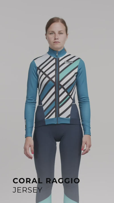 Santini Coral Raggio Women's Winter Cycling Jersey 1W216175CORALRAGG