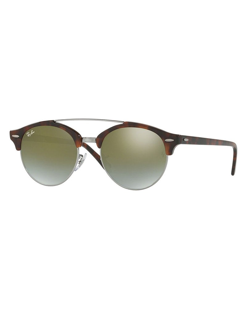 Ray-Ban Clubround Double Bridge Güneş Gözlüğü Shiny Red Havana Green Flash Gradient