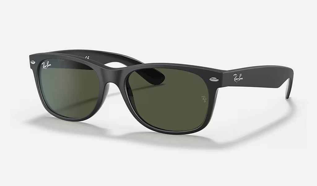 Ray-Ban New Wayfarer 0RB2132 646231 Güneş Gözlüğü 55 Ekartman Rubber Black on Black G-15 Green