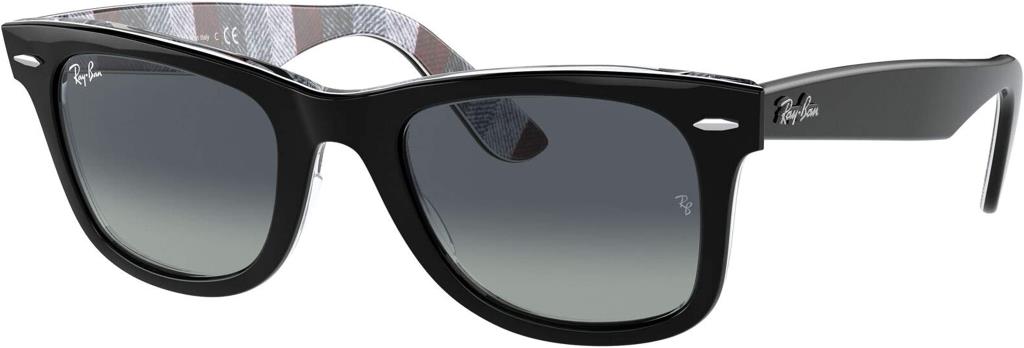 Ray-Ban Wayfarer Güneş Gözlüğü Black On Chevron Grey Light Grey Gradient Blue