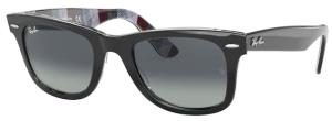 Ray-Ban Wayfarer Güneş Gözlüğü Black On Chevron Grey Light Grey Gradient Blue