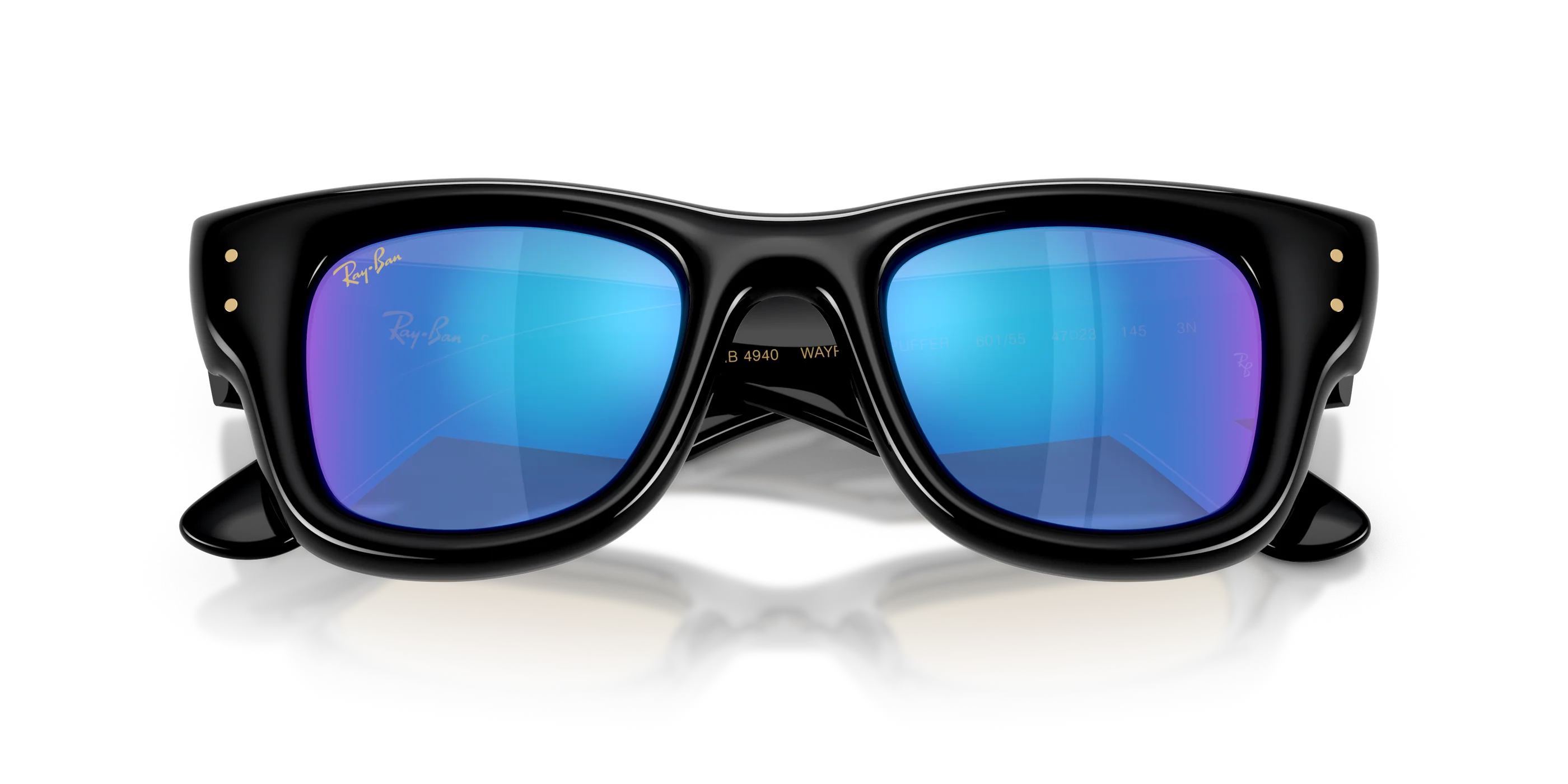 Ray-Ban Wayfarer Puffer A$AP ROCKY Özel Seri Güneş Gözlüğü RB4940 601/55 Black Light Green Mirror Blue 47 Ekartman