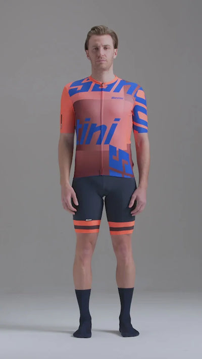 Santini 3S Mixed Logo SS Cycling Jersey 3S94075CKARMALOGO Fluo Orange