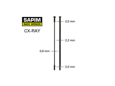 Sapim CX Ray SP Jant Teli Straight Pull Düz Başlı 294mm Siyah