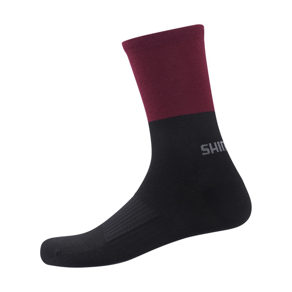 Высокие велосипедные носки Shimano Original Wool Black Claret Red ML 41-44