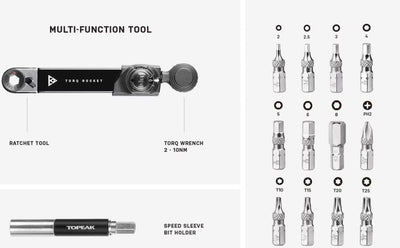 Topeak Torq Rocket Mini EX Torque Tool 2-10Nm TT2622 11 Different Tips 250494