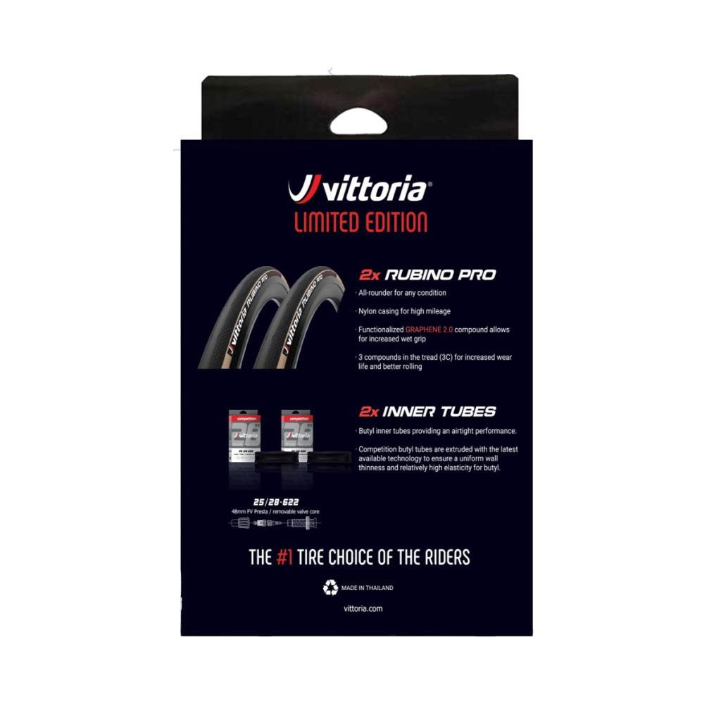 Vittoria Rubino Pro 700x28C 1 Çift Katlanır Yol Bisikleti İç Dış Lastik Seti