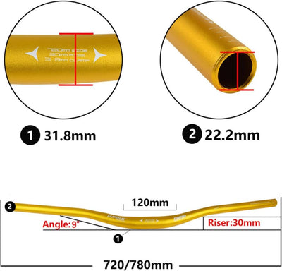 Wake Alüminyum Gidon 780mm Riser 31.8mm Gold